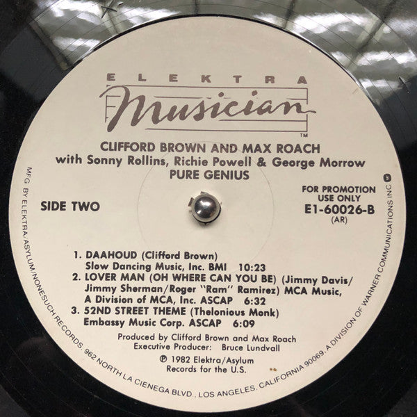 Clifford Brown And Max Roach Featuring Sonny Rollins, Richie Powell & George Morrow : Pure Genius (Volume One) (LP, Album, Promo, All)