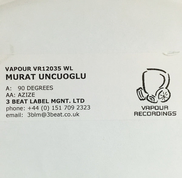 Murat Uncuoglu : 90 Degrees / Azize (12", Promo)