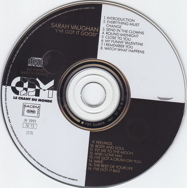 Sarah Vaughan : I've Got It Good (CD)