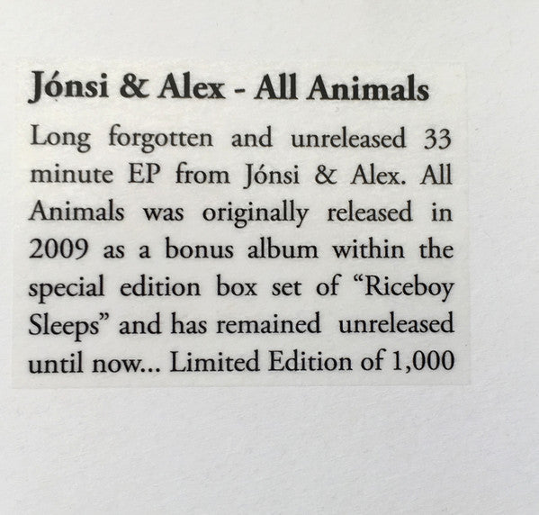 Jónsi & Alex : All Animals EP (12", EP, Ltd, RE, RP)