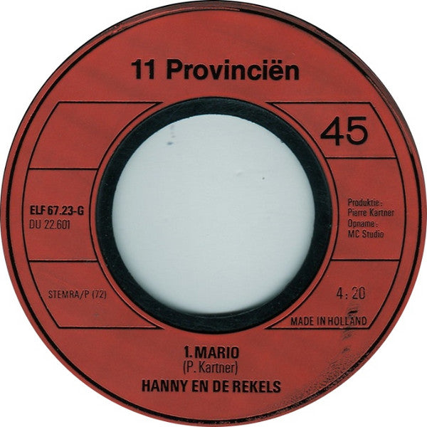 Hanny En De Rekels : Mario / Je Bent Niet Rijk (7", Single, Ora)