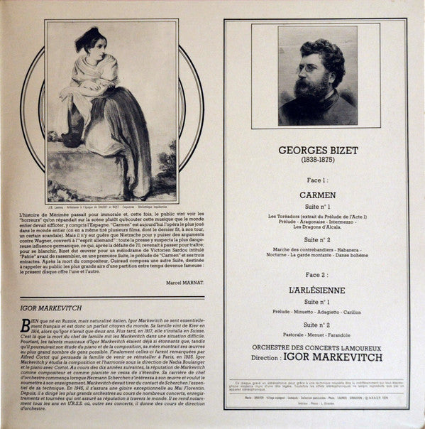 Orchestre Des Concerts Lamoureux, Igor Markevitch :  Carmen-L’Arlesienne Suites Nos. 1 et 2 (LP, Album)