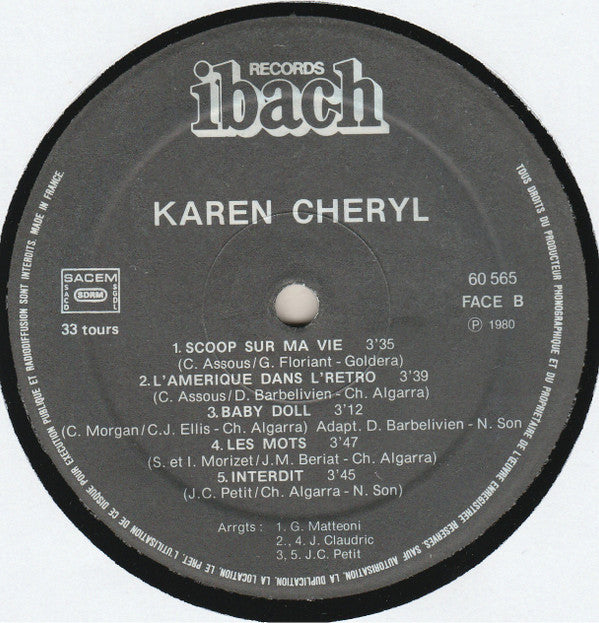 Karen Cheryl : Karen Cheryl (LP, Album, Gat)