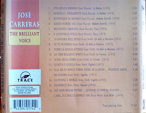 José Carreras : The Brilliant Voice (CD, Comp)