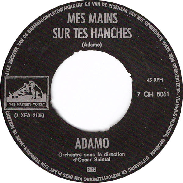 Adamo : Mes Mains Sur Tes Hanches / Viens Ma Brune (7", Single)