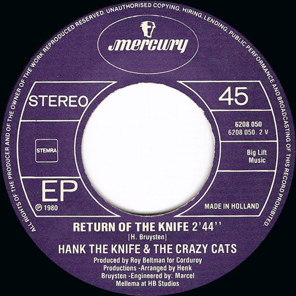 Hank The Knife & The Crazy Cats : Crazy Guitar (7", EP)