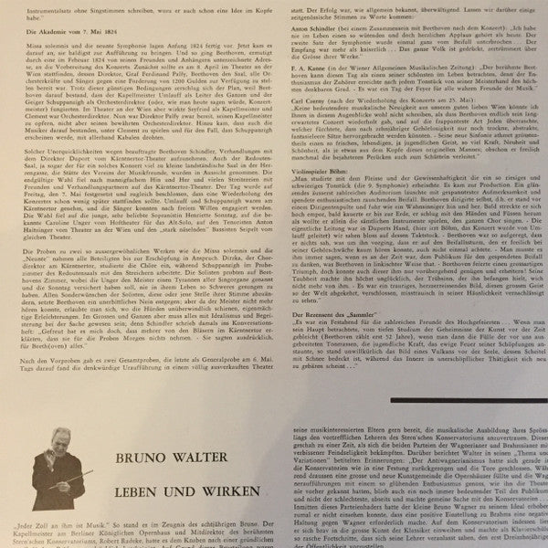 Ludwig van Beethoven, Bruno Walter, Philharmonic-Symphony Orchestra Of New York : Die Symphonien Von Beethoven Nr. 9 D-Moll (1. bis 3. Satz) (LP, Mono, Gat)