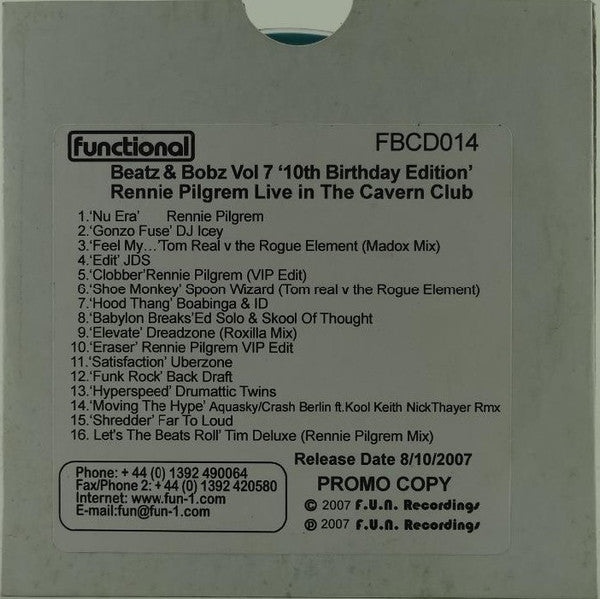 Rennie Pilgrem : Beatz & Bobz Vol 7 '10th Birthday Edition' Live In The Cavern Club (CD, Mixed, Promo)