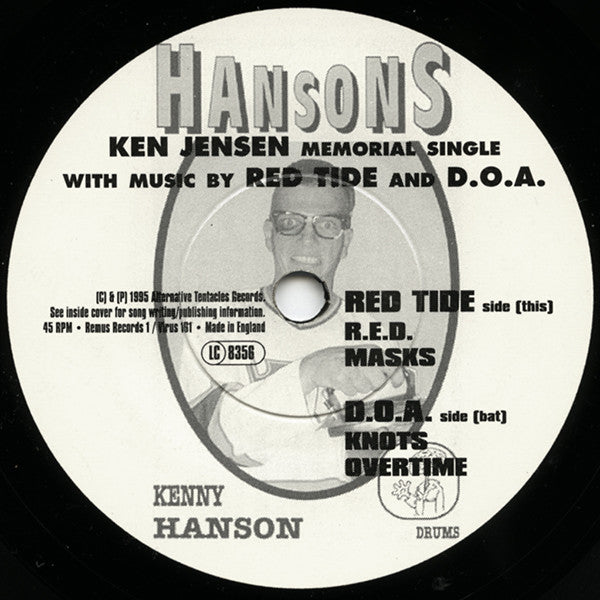 Red Tide (2) / D.O.A. (2) : Ken Jensen Memorial Single (1966-1995) (7", EP)