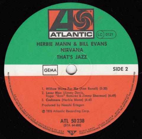 Herbie Mann & Bill Evans : Nirvana (LP, Album, RE)