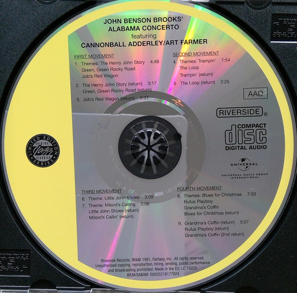 John Benson Brooks Featuring Cannonball Adderley, Art Farmer : Alabama Concerto (CD, Album, Ltd, RE, RM)
