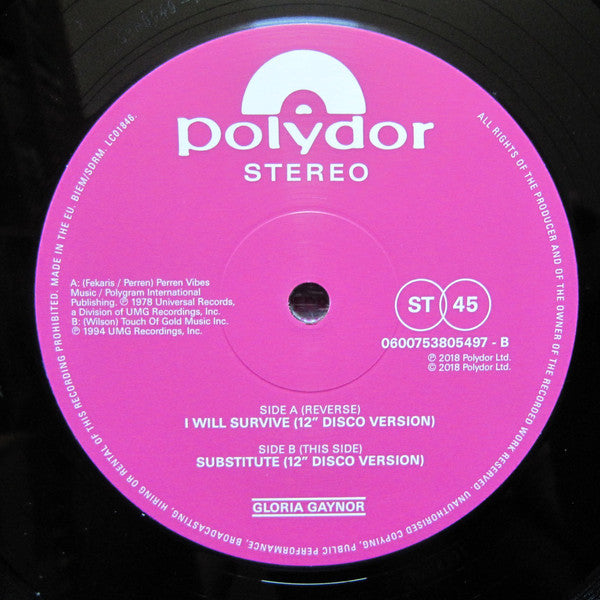 Gloria Gaynor : I Will Survive (12", Maxi, RE)