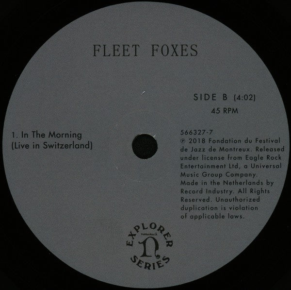 Fleet Foxes : Crack-Up (Choral Version) / In The Morning (Live In Switzerland) (7", RSD, Single, Ltd)
