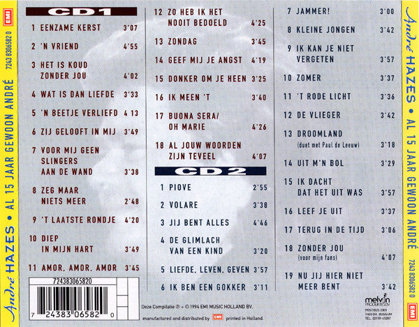 André Hazes : Al 15 Jaar Gewoon André (2xCD, Comp, RE)