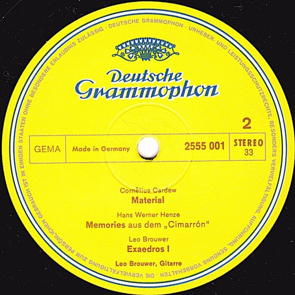 Leo Brouwer : Werke Für Gitarre Solo Von Gaspar Sanz, Luis De Narváez, Fernando Sor, Cornelius Cardew, Hans Werner Henze, Leo Brouwer (LP, Album)