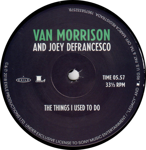 Van Morrison And Joey DeFrancesco : Close Enough For Jazz / The Things I Used To Do (7", Single, Ltd)