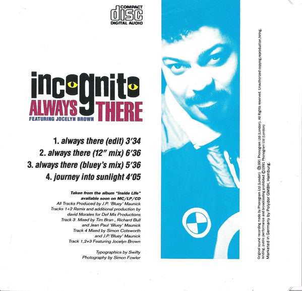 Incognito Featuring Jocelyn Brown : Always There (CD, Single)