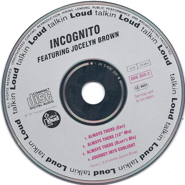 Incognito Featuring Jocelyn Brown : Always There (CD, Single)