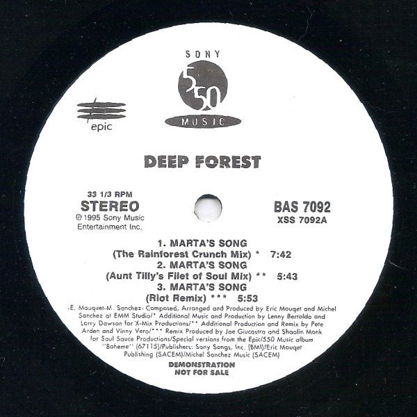 Deep Forest : Marta's Song (2x12", Promo)