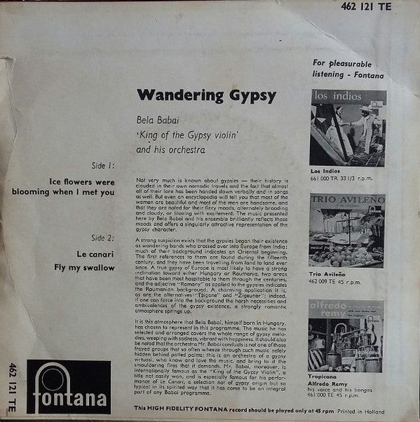 Bela Babai And His Orchestra : Wandering Gypsy (7")