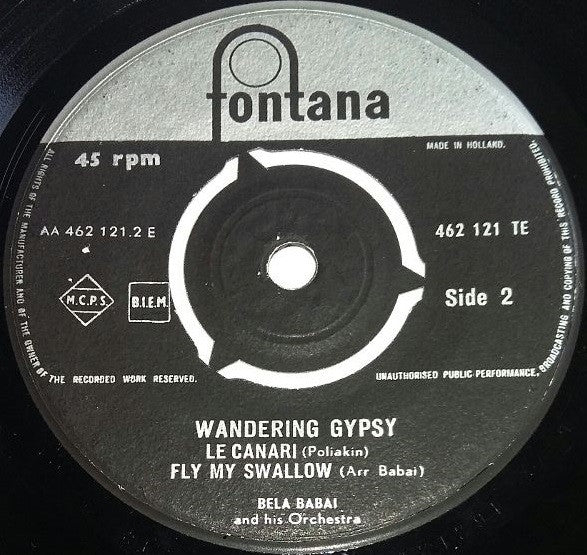 Bela Babai And His Orchestra : Wandering Gypsy (7")