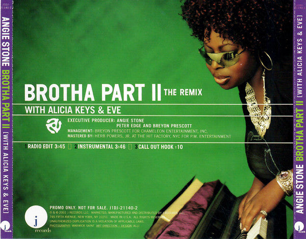 Angie Stone With Alicia Keys & Eve (2) : Brotha Part II (The Remix) (CD, Single, Promo)