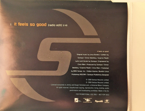 Sonique : It Feels So Good (CD, Single, Promo)