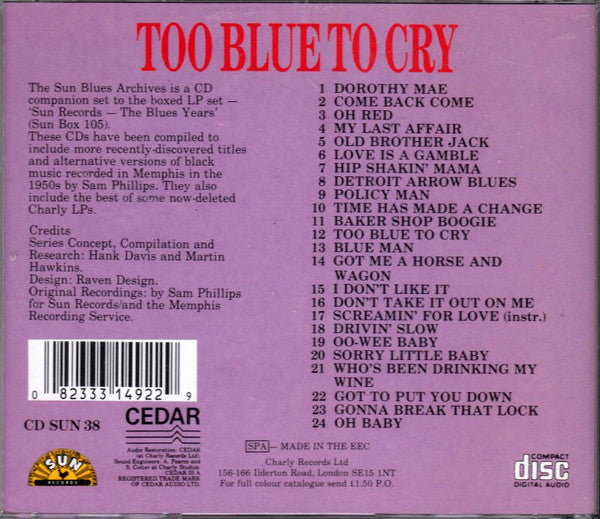 Various : Too Blue To Cry (CD, Comp)