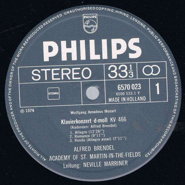 Wolfgang Amadeus Mozart - Alfred Brendel, The Academy Of St. Martin-in-the-Fields, Sir Neville Marriner : Klavier Konzerte D-moll KV 466 / A-dur KV 488 (LP)