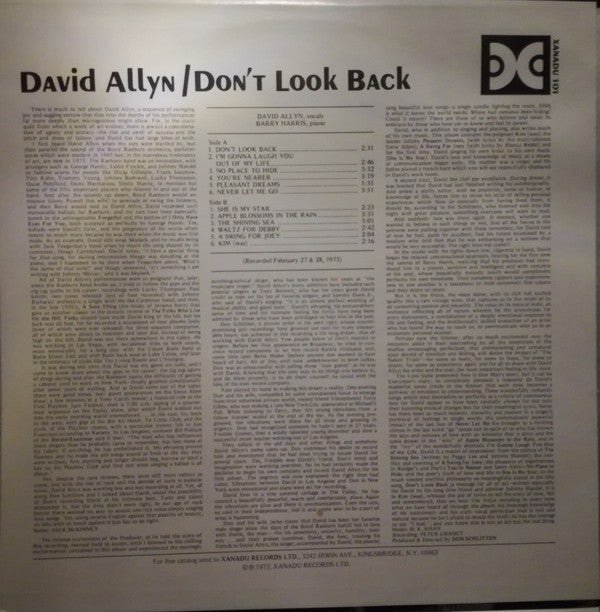 David Allyn : Don't Look Back (LP, Album)