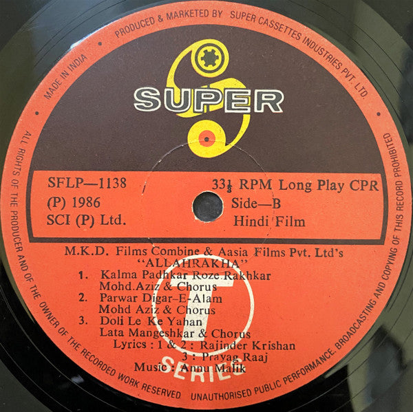 Anu Malik : Allah-Rakha (LP, Album)