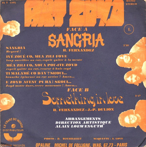 Art Zoyd : Sangria (7", Single)