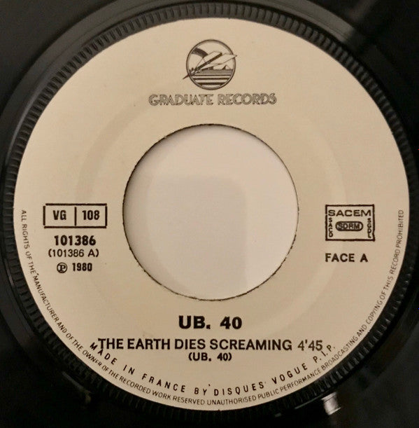 UB40 : The Earth Dies Screaming / Dream A Lie (7", Single, Pho)
