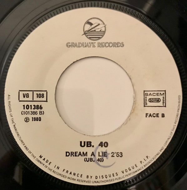 UB40 : The Earth Dies Screaming / Dream A Lie (7", Single, Pho)