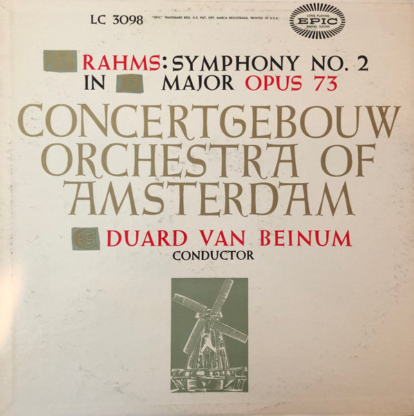 Johannes Brahms - Concertgebouworkest, Eduard Van Beinum : Symphony No. 2 In D Major, Opus 73 (LP, Mono)