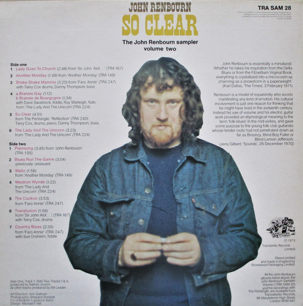 John Renbourn : So Clear (The John Renbourn Sampler Volume Two) (LP, Comp)