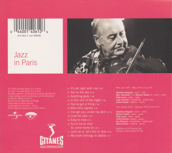 Stéphane Grappelli : Stéphane Grappelli Plays Cole Porter (CD, Album, RE, RM)