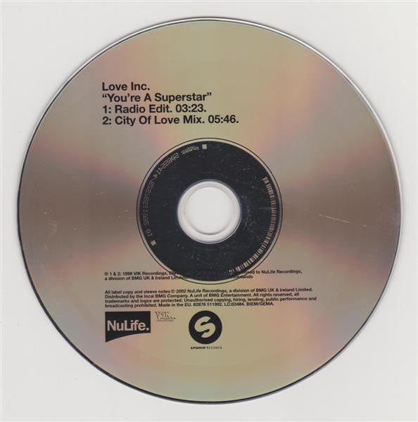Love Inc : You're A Superstar (CD, Single)