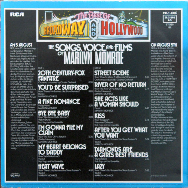 Marilyn Monroe : The Voice, Songs, And Films Of Marilyn Monroe (LP, Comp, Cas)