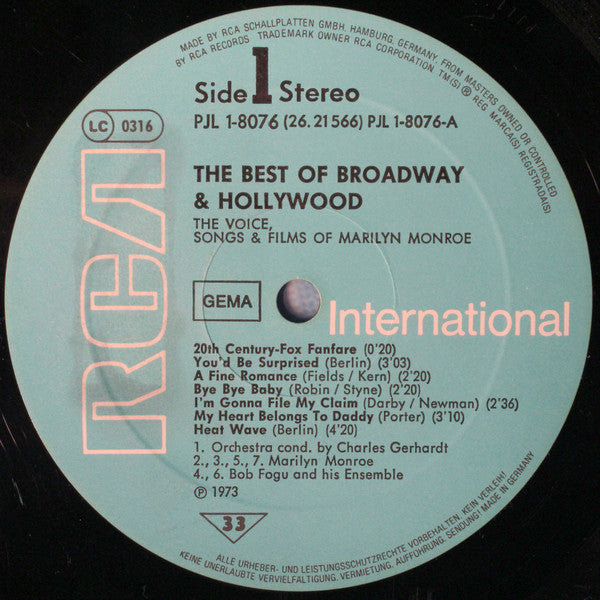 Marilyn Monroe : The Voice, Songs, And Films Of Marilyn Monroe (LP, Comp, Cas)