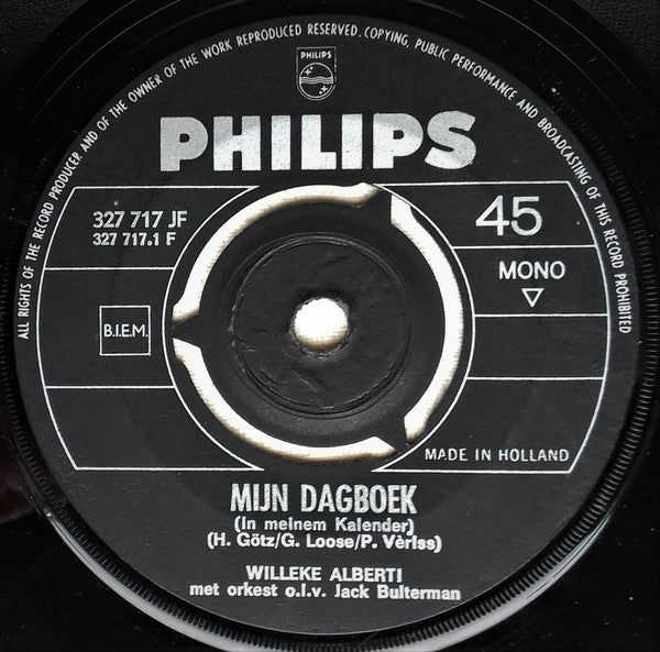 Willeke Alberti : Mijn Dagboek / Die Zomerdag (7", Single, Mono, Bla)
