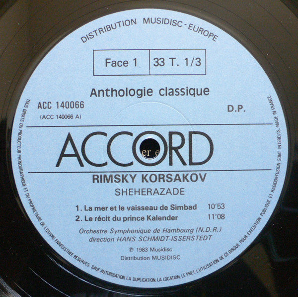 Nikolai Rimsky-Korsakov - Hans Schmidt-Isserstedt : Shéhérazade (LP)