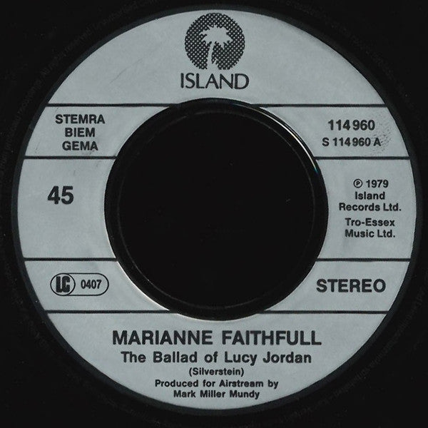 Marianne Faithfull : The Ballad Of Lucy Jordan (7", Single, RE)