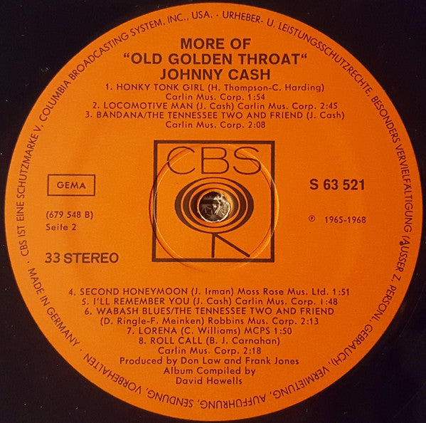 Johnny Cash : More Of "Old Golden Throat" (LP, Comp)