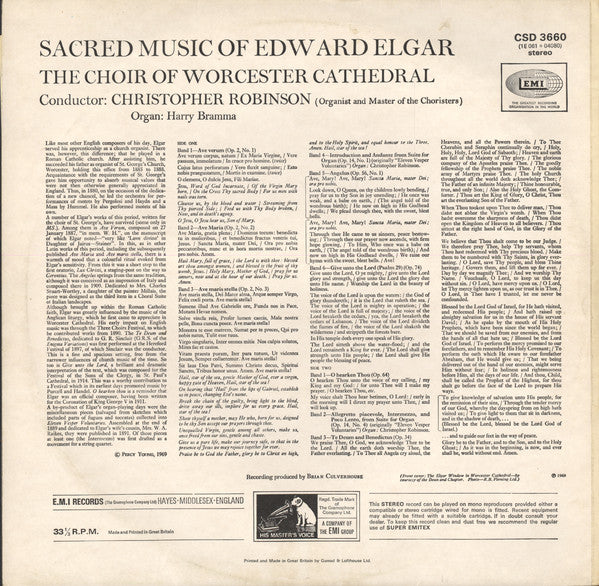 Sir Edward Elgar, Choir Of Worcester Cathedral Conductor: Christopher Robinson, Harry Bramma : Sacred Music (LP, Album)