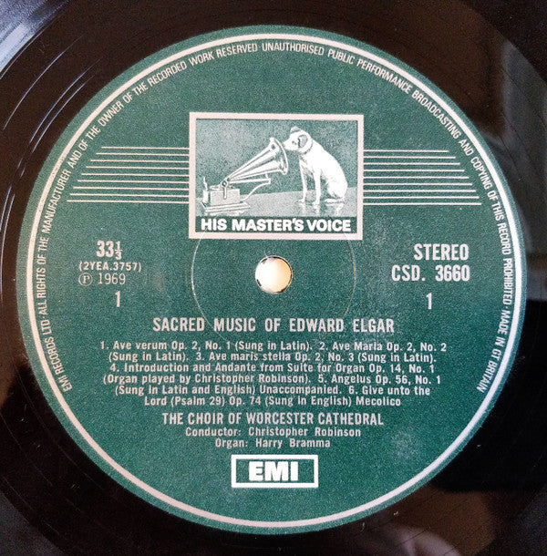 Sir Edward Elgar, Choir Of Worcester Cathedral Conductor: Christopher Robinson, Harry Bramma : Sacred Music (LP, Album)