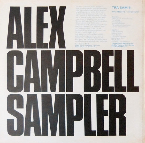 Alex Campbell (2) : The Alex Campbell Sampler (LP, Comp, Mono)