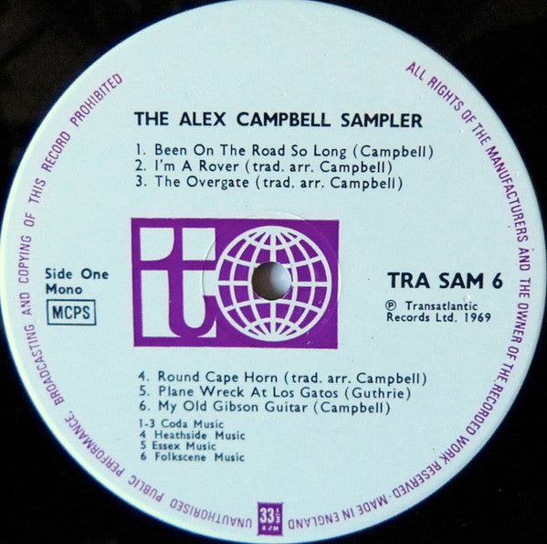 Alex Campbell (2) : The Alex Campbell Sampler (LP, Comp, Mono)