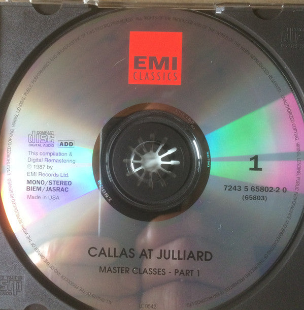 Maria Callas : Maria Callas At Juilliard  / The Masterclasses (3xCD, Mono, RE, RM)