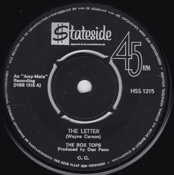 The Box Tops* : The Letter (7", Single)